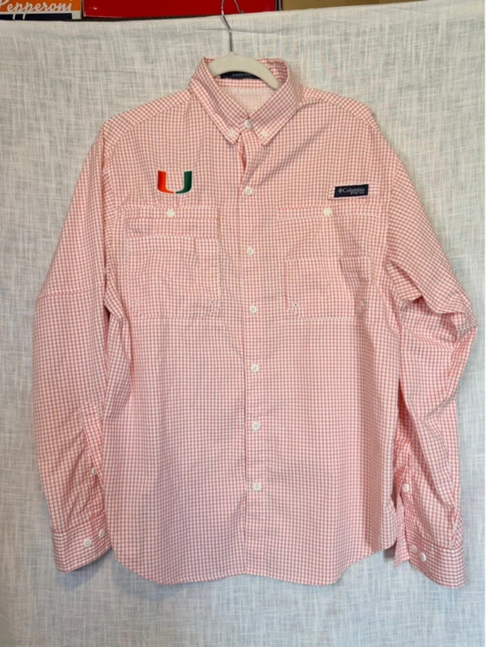 University of Miami Hurricanes Columbia PFG Long Sleeve Fishing Shirt M